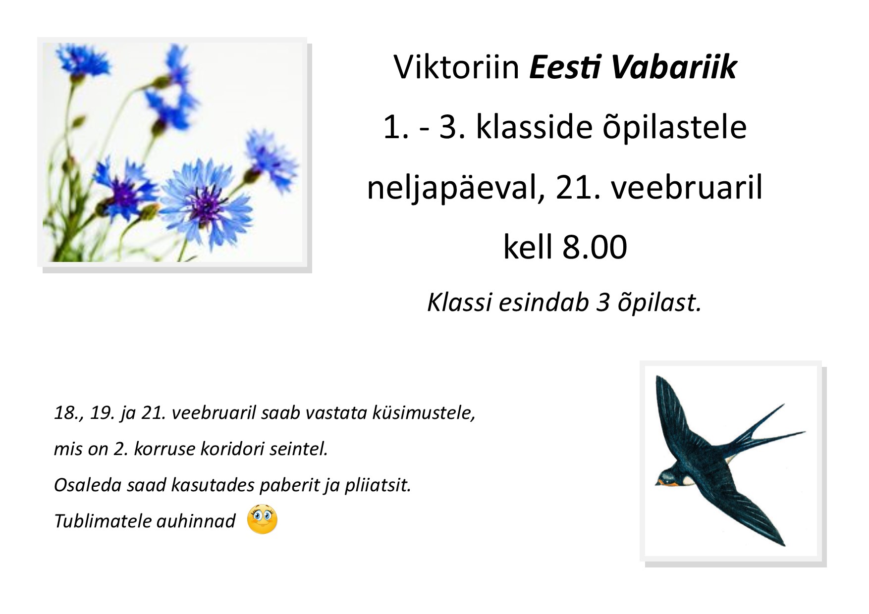 EV viktoriini kuulutus 2019 algklass